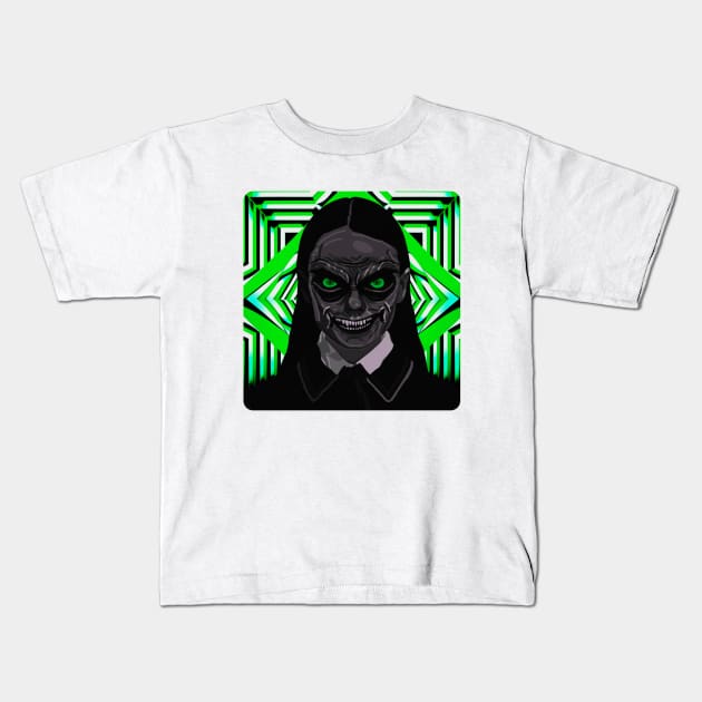 Spooky Green Eyed Monster Kids T-Shirt by Winningraphics